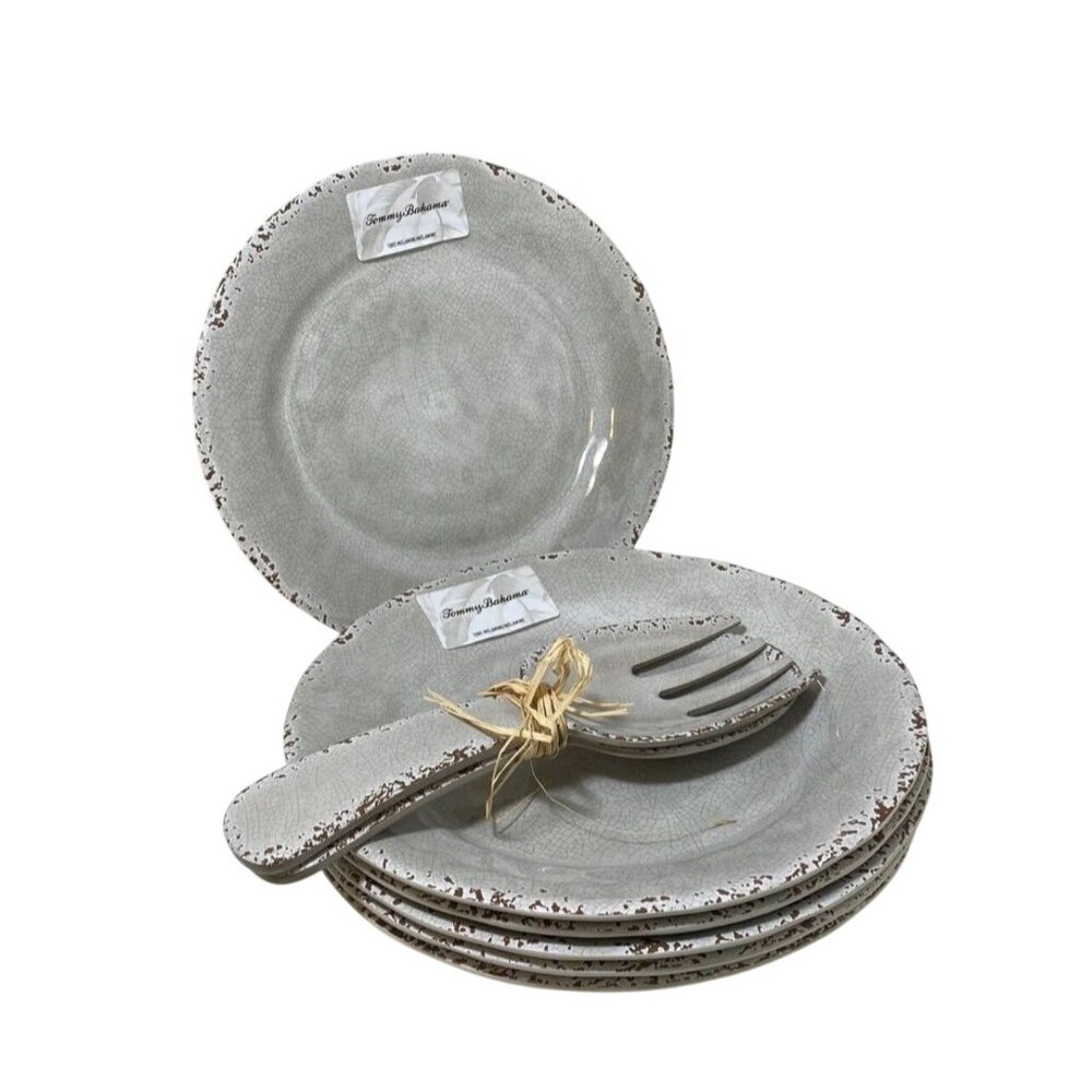 Tommy Bahama Plates & Serving Utensils Gray Ructic Melamine New‎ With Tags!